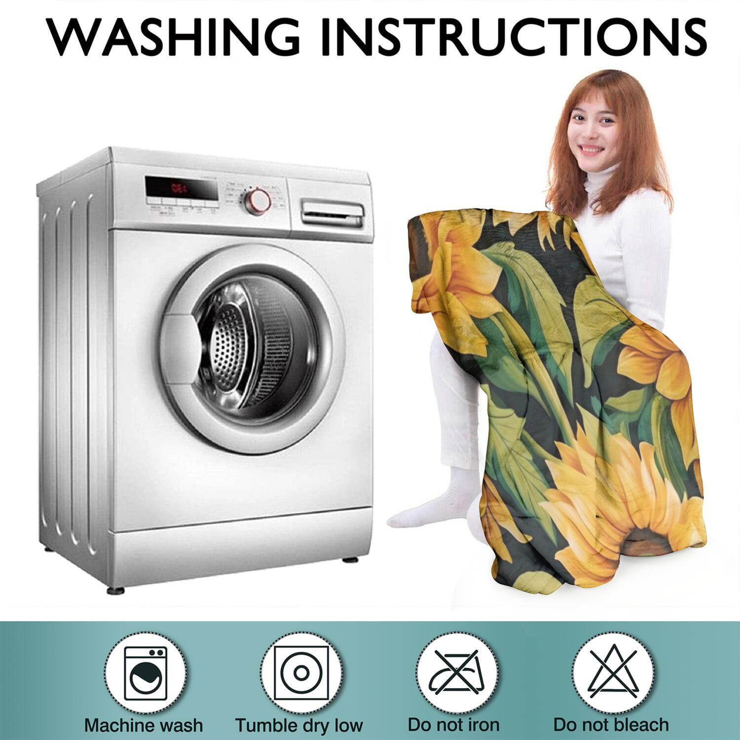 Dark Green Sunflower Pattern Wearable Oversized Blanket,Wearable Blanket Hoodie for Adults,Cozy Hooded Blankets with Super Pockets,Super Warm Fuzzy Pullover for Women & Men
