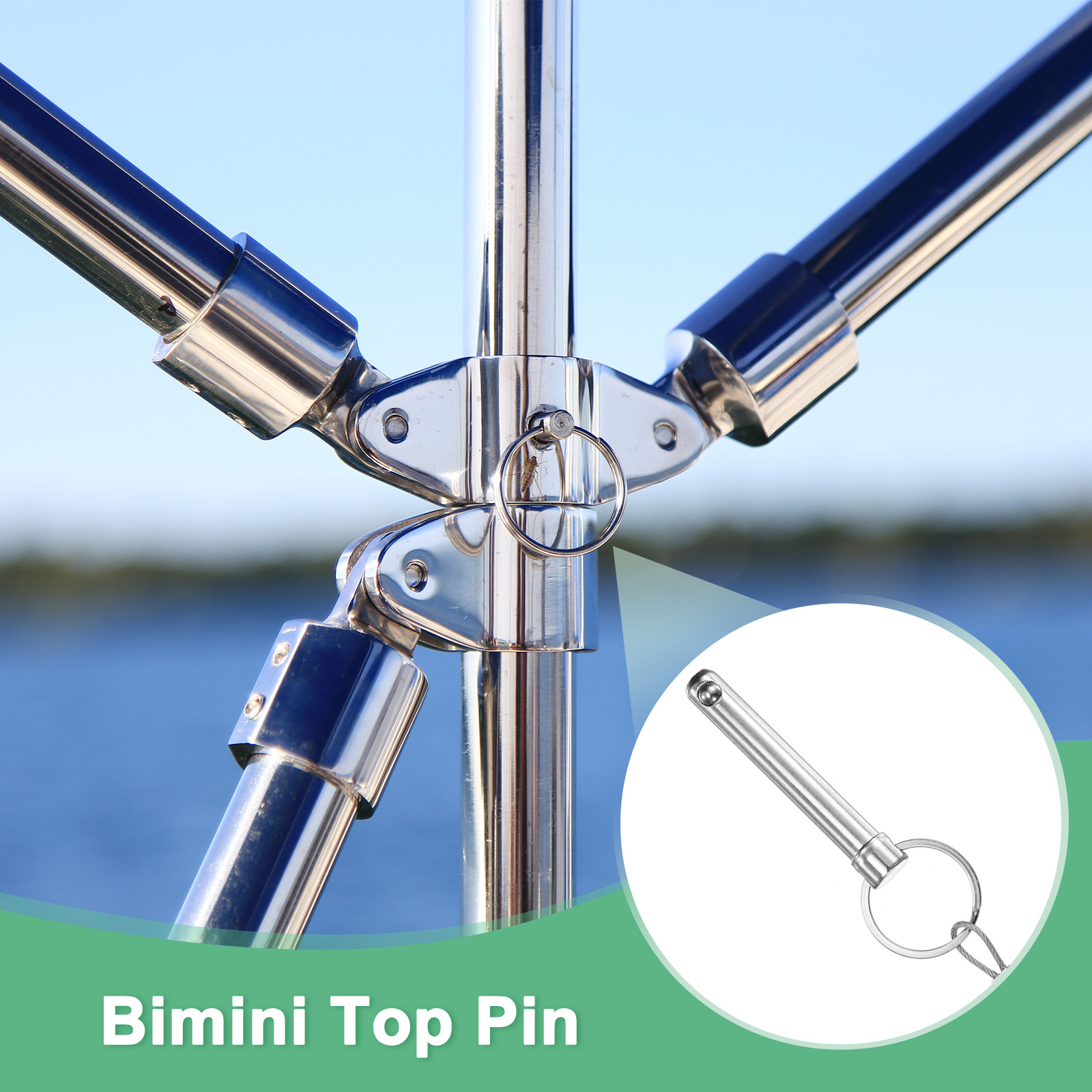 Uxcell 2-Pack Quick Release Pins, 1/4"(6mm) Diameter, 1.06"(27mm) Usage Length Bimini Top Pin W/Lanyard & Screws, 1.57"(40mm) Long Hardware Pins