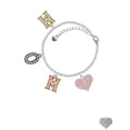 thumbnail image 2 of Delight Jewelry Silvertone Pink Enamel Heart with Paw Prints Multi-Colored Crystal Mom Charm Bracelet, 2 of 4