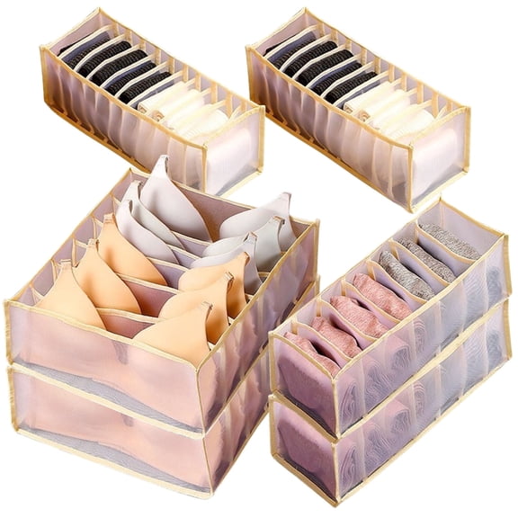 BEIPEGIN 6-Compartment Closet Organizer, Beige, 6 Pack