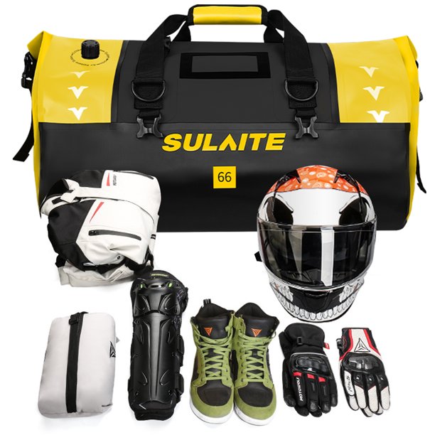 Para Motocicleta Mochila para en El Asiento Trasero La Motocicleta Trasera Impermeable Gran Capacidad Almacenamiento Al Aire Libre Equipo Equitación (66L Y Amarillo)