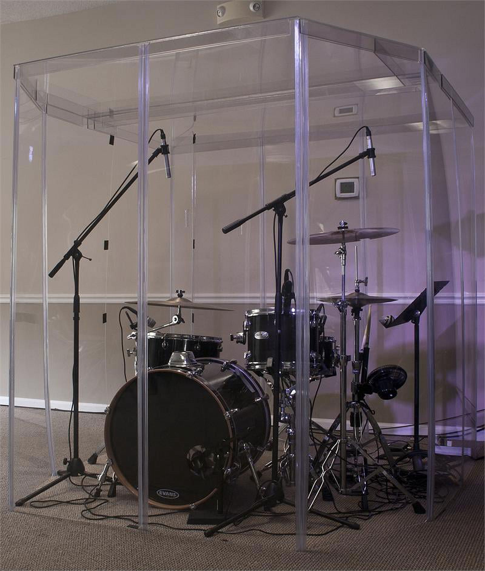 PENNZONI Drum Booth, Drum Shield, 6ft Tall, Acrylic Sound Proof Panels w/ Living Hinges