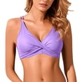 thumbnail image 4 of Women Underwire Bikini Top - Push Up Swim Top Bra Padded Swimsuit Tops Bathing Suit Tops Purple S, 4 of 4