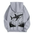 thumbnail image 6 of Fiaer Women's Hooded Sweatshirts Loose Drawstring Hoodies Ocean Theme Graphic Long Sleeve Tops with Pocket Grey S, 6 of 6