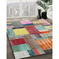 thumbnail image 2 of Ahgly Company Indoor Rectangle Contemporary Raspberry Purple Patchwork Area Rugs, 2' x 4', 2 of 6