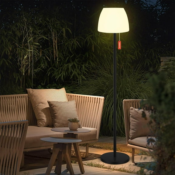 Outdoor Floor Lamp Solar Outdoor Lamps for Patio Waterproof Shower Lamp,LED Cordless Floor Lamp with Light Sensor,Rechargeable Dimmable Floor Lamp Warm White RGB Solar Lamp for for Garden