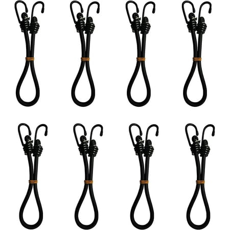 

Maozh01 8 pcs Rubber Bungee Tensioner with Hook Rubber Bungee Tensioner Rubber Stretch Hooks Tensioner with Hooks Black 6mm*24cm