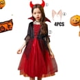 thumbnail image 3 of Disfraz de Halloween de Disney para niños y niñas, conjunto de vestido de fiesta de vampiro, ropa de fantasía para fiesta de carnaval, vestido de fantasma, 3 of 5
