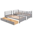 thumbnail image 7 of Twin Over Twin Bunk Bed with Two Storage Drawers,Detachable Wood Bunk Bed Frame with Inclined Ladder and Safety Guardrail,Convertible to 2 Separated Beds,Solid Wood Bunkbed for Kids Teens Adults,Gray, 7 of 7