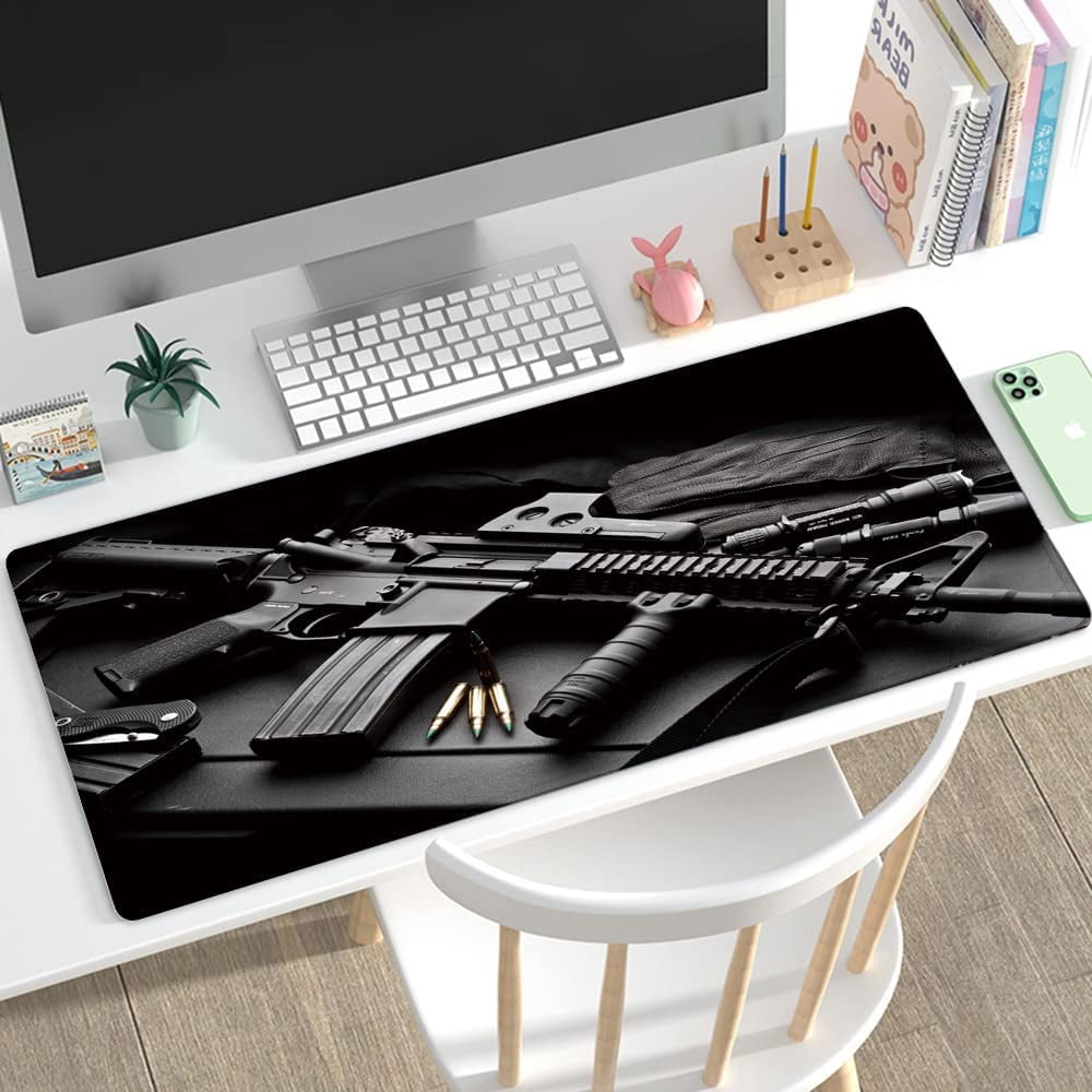 31.5x11.8 Inch AK47 Long Extended Large Gaming Mouse Pad with Stitched Edges XL Laptop Keyboard Mouse Mat Desk Pad