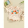 thumbnail image 3 of JYYYBF Baby Bubble Romper Colorful Letter Embroidery Rolled Up Short Sleeve Bodysuit Infant Summer Tops, 3 of 8