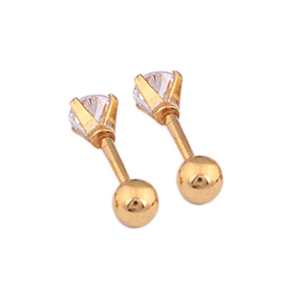 Qarigey Pendientes de circonio para hombre y mujer, pasador de oreja, pendiente brillante, joyería para citas Ropa, zapatos y accesorios Miscelánea oro rosa 3mm 1 Uds