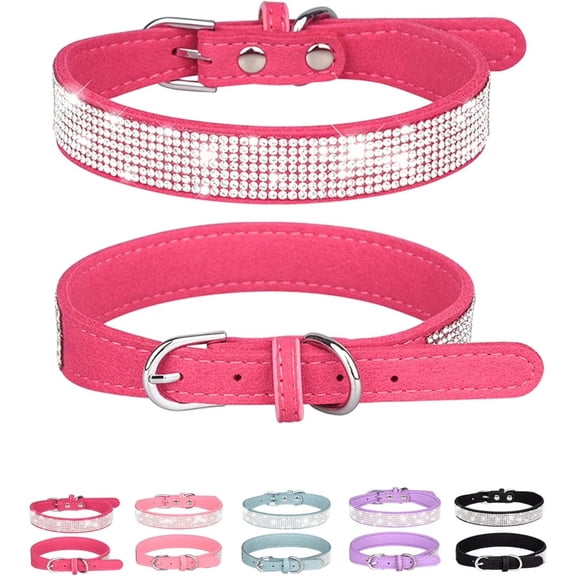 Bling Rhinestone Dog Collar for Small Medium Dogs, Sparkling Puppy Collar for Female Girl Dogs