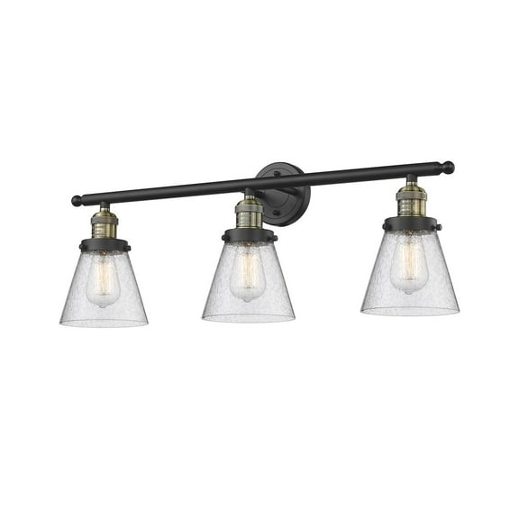 Innovations 205-BAB-G64-LED Small Cone 3 Light Bath Vanity Light part of the Franklin Restoration Collection, Black Antique Brass