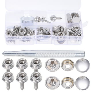  120PCS Canvas Snap Button Kit, Marine Grade Stainless Steel  Metal Screws Snaps with 2Pcs Setting Tool for Boat Cover Furniture  (0.39”0.39&0.39”0.59)