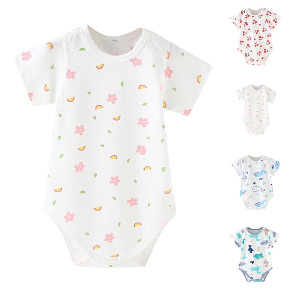 QSXADF Newborn Bodysuits Infant Girls Rompers Lightweight Floral Graphic Short Sleeve Bodysuits Infant Outfits
