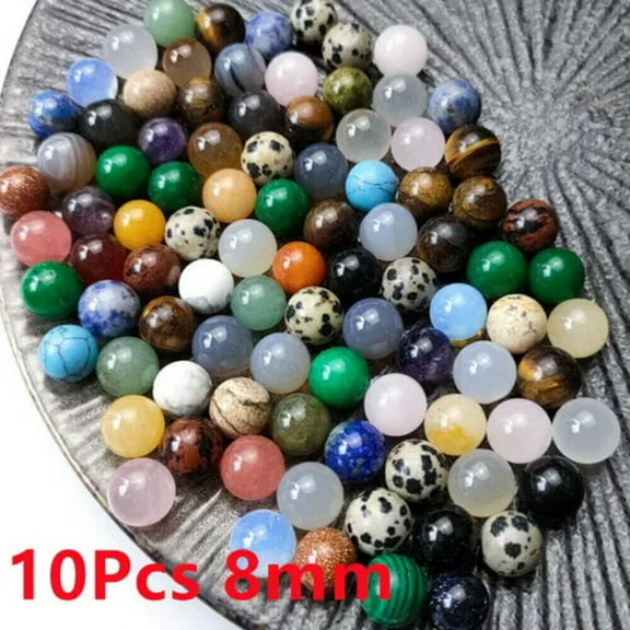 EOEMY Set Of 36 Rare Healing Crystal Natural Gemstone Reiki Chakra Collection Stone-10 Pcs 8mm Round Beads(Mix Style)