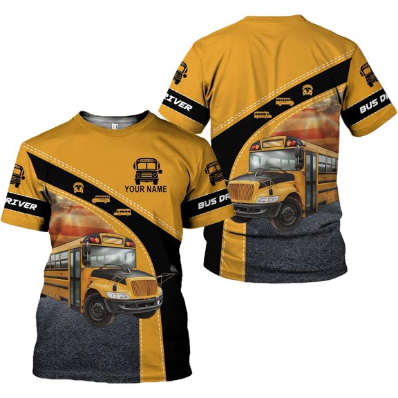 Personalized School Bus Driver Shirt - Custom Yellow Bus Driver 3D Hoodie for Men and Women (T-shirt, S)