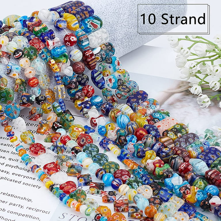10 Strands Assorted Lampwork Beads Millefiori Beads Glass Loose