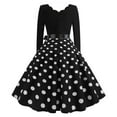 thumbnail image 3 of Vintage Dresses for Women 1950s Polka Dot Rockabilly Vintage Retro Dress Sexy V Neck Long Sleeve Flared A Line Swing Dress Ladies Knee Length Elegant Cocktail Party Evening Prom Dress, 3 of 5