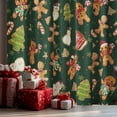 thumbnail image 2 of Touchbetter Christmas Sheer Curtains for Living Room and Bedroom, Gingerbread Man Snowman Foil Print Green Curtains, Holiday Window Drapes Decorations, 52" W x 84" L, Set of 2 Curtain Panels, 2 of 6