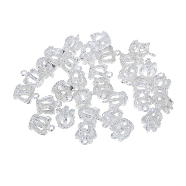 30 piezas de dijes de corona de metal hechos a mano, colgantes de aleación, accesorios de joyería artesanales o Plata brillante