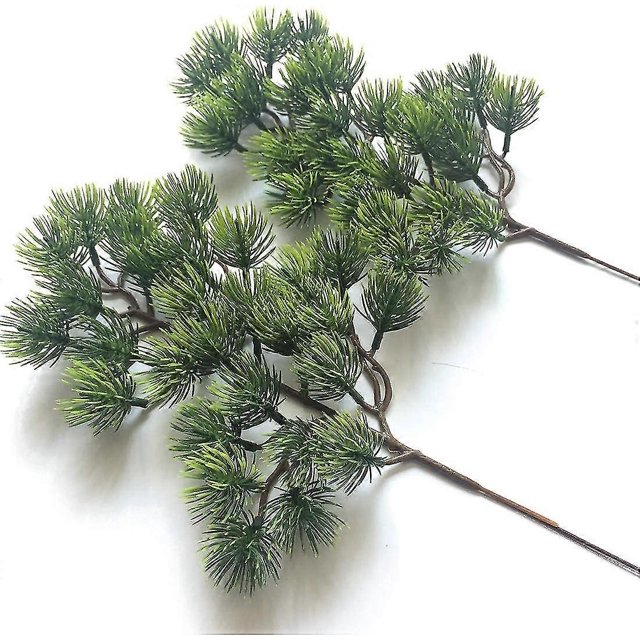 2pcs Artificial Pine Branches Plastic Pine Branch Accessories For Christmas DIY Crafts Office Home Events Deco