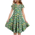thumbnail image 2 of HOMADLES Girls Casual Dress Size 4-16, Girls Floral Dresses Girls Short Sleeve Dresses Summer Soft Stretchy Layered Dresses Green 10-11T, 2 of 6