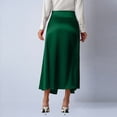 thumbnail image 4 of Ahabrexf Satin Pencil Skirt for Women High Waist Asymmetrical Slit Midi Skirt Solid Color, 4 of 8