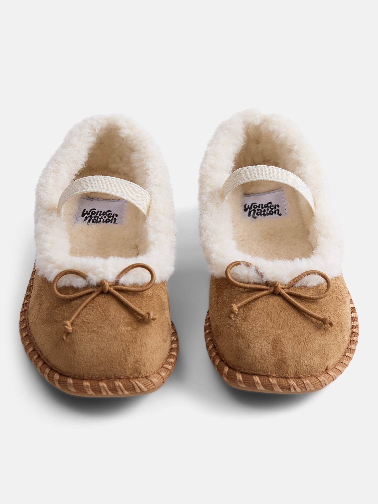 Wonder Nation Toddler Girls Faux Suede Whipstitch Ballet Shoes