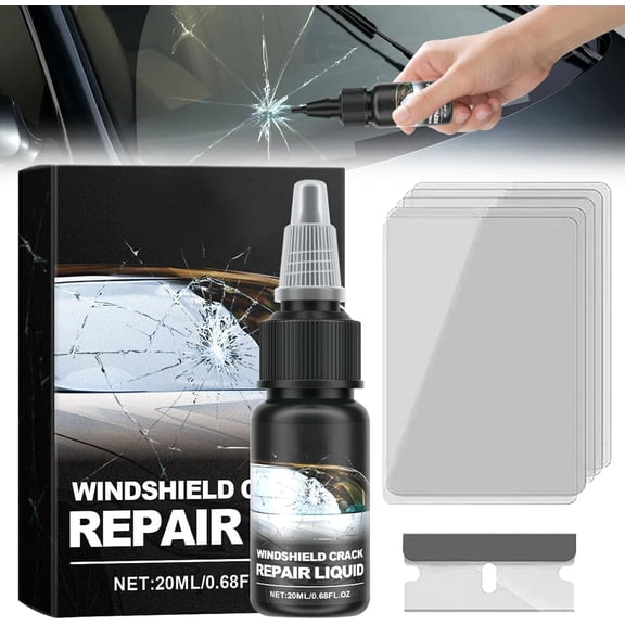 Windshield Crack Repair Kit, Glass Crack Repair Kit, Car Windshield Crack Repair Fluid, Quick Fix Windshield & Glass Repair Tools for Windshields, Mirrors, All Crack Types(1Set)