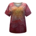 thumbnail image 3 of DPTALR T-shirt Décontracté à Manches Courtes Col en V Imprimé pour Femmes, 3 of 4