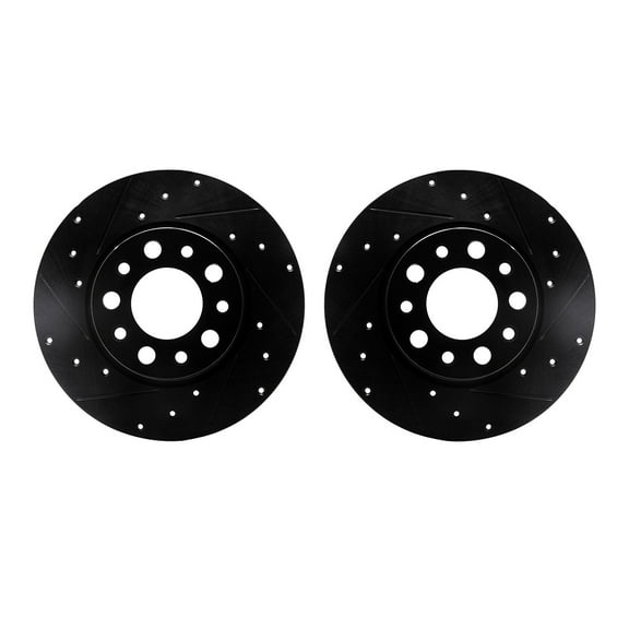 Dynamic Friction Company Rear Brake Rotors-Drilled and Slotted-Black 8002-42029