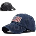 thumbnail image 1 of Women Ponytail Baseball Cap USA Flag Cotton Sports Hat, 1 of 8