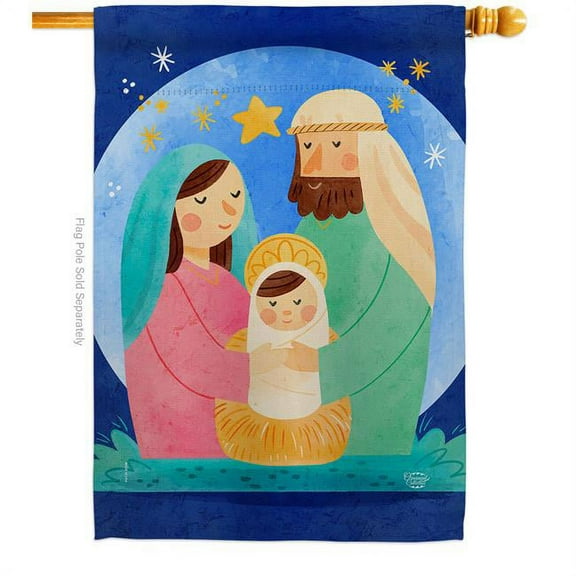 Ornament Collection 28 x 40 in. Nativity Jesus House Flag with Winter Double-Sided Decorative Vertical Flags Decoration Banner Garden Yard Gift