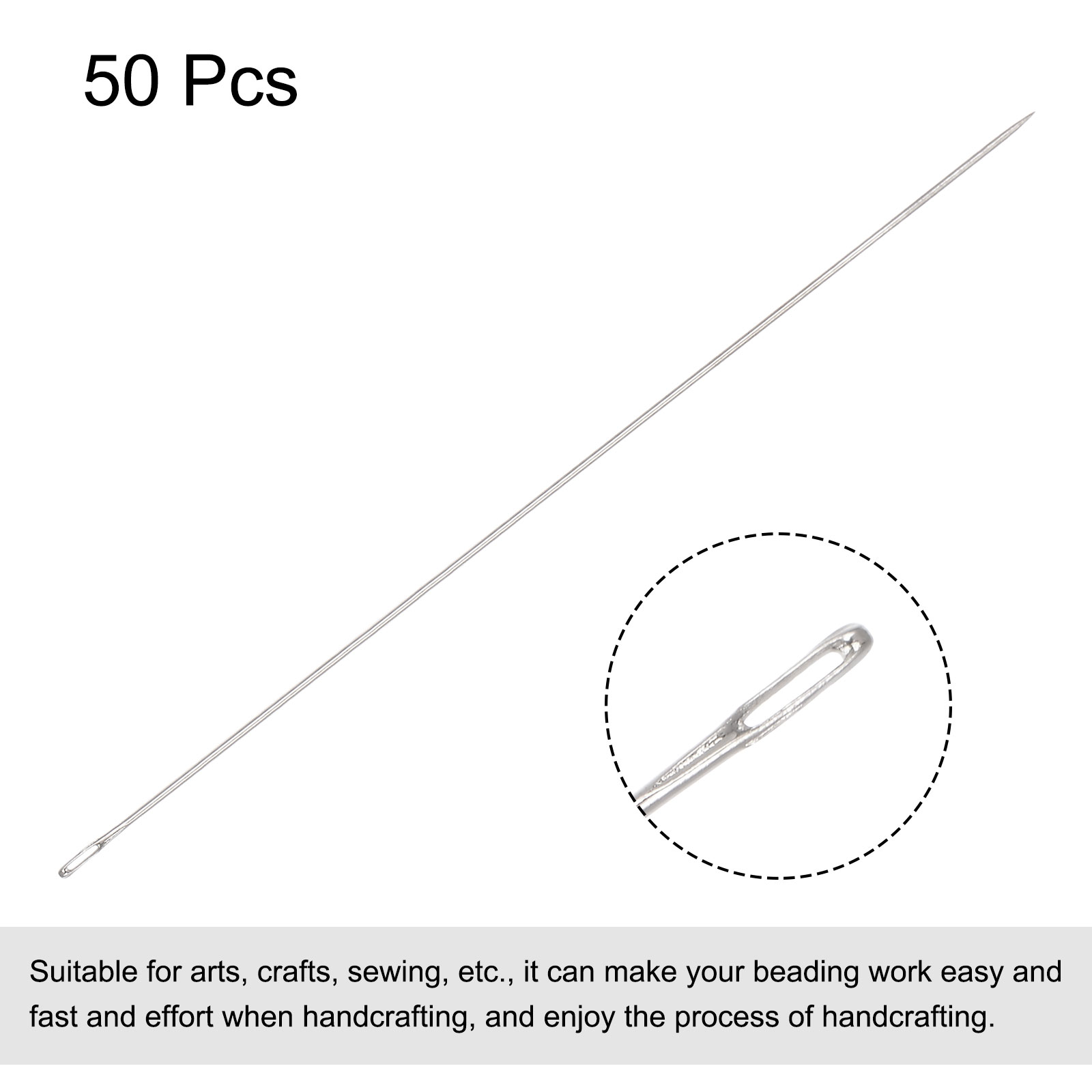 Unique Bargains Beading Needles Fine Thin Long Straight Sewing Embroidery Thread 0.4x120mm