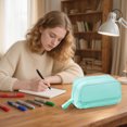 thumbnail image 3 of Double Layer Extra Large Pencil Pouch Two Way Zipper Portable Pen Organizer Multifunctional Stationery Storage Green, 3 of 3