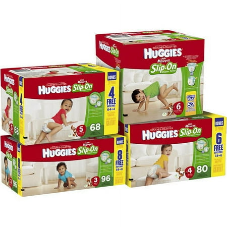 Huggies Little Movers Slip-on Diaper Pants, Super Pack, Size 3, 96 Count