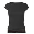 thumbnail image 1 of Timegard T-Shirts pour Femmes à Manches Cap, Col Rond, Coupe Ajustée, T-Shirts Confortables, Couleur Unie, Courts, 1 of 4