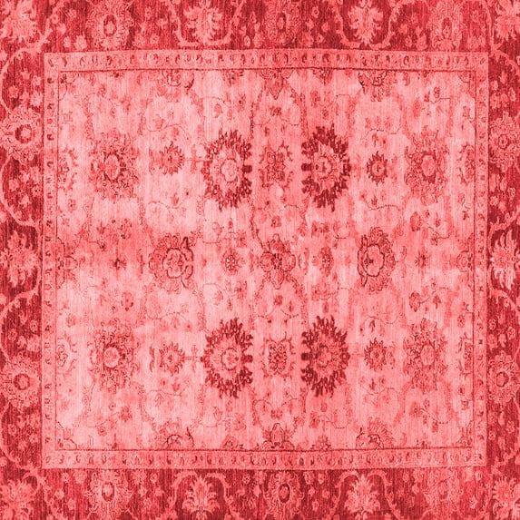 Ahgly Company Machine Washable Indoor Square Oriental Red Traditional Area Rugs, 6' Square