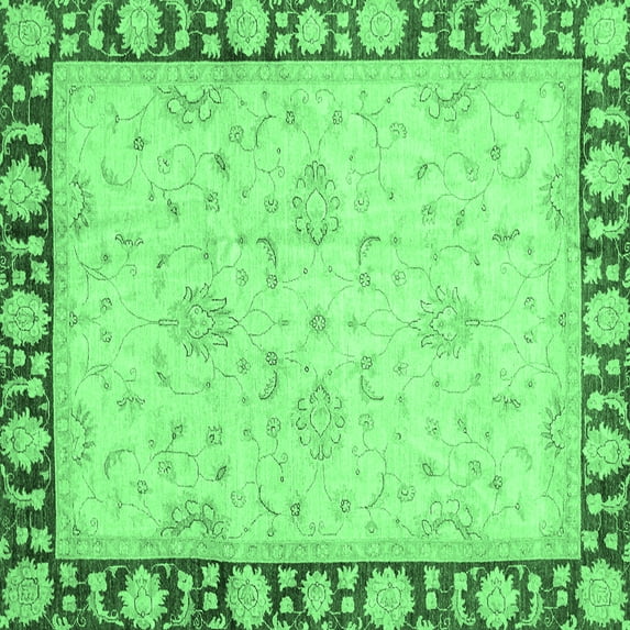 Ahgly Company Indoor Square Oriental Emerald Green Traditional Area Rugs, 8' Square