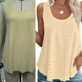thumbnail image 2 of Women's Casual Round Neck Sleeveless Blouse Eyelet Crochet Beach Summer Tank Top, 2 of 19