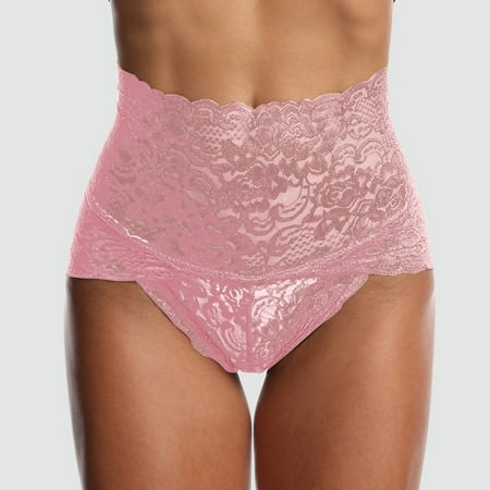 DondPO Plus Size Lingerie Womens Underwear Sexy Lace Mesh Transparent Women Underwear Plus Size High Waist Panty Panties Cotton Underwear Panties for Women Seamless Underwear Pink XL