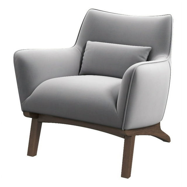 Fauteuil d'Appoint Confortable en Velours Gris Style Mobilier Moderne Mi-Siècle Gatsby