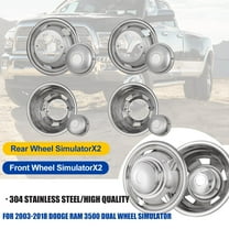 4Pcs/Set Cover Hubcaps,17 inch Stainless Hubcaps Wheel Rims Cover for 2003-2019 Dodge Ram 3500 Dually Wheel Simulators（Bolt On)