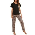thumbnail image 3 of Conjunto De Pijama De Cuello Redondo, Conjunto De Pijama Con Estampado De Leopardo, Fibra De Poliéster Elástica, Lavable A Máquina Para Mujeres Para Dormir, 3 of 6
