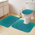 thumbnail image 2 of Teal Boho Bath Mat 3 Piece Bathroom Rug Set, Farmhouse Abstract Geometric Aesthetic Art Non Slip Bath Rug Contour Mat and Toilet Lid Cover, Absorbent Shower Mats Soft Bath Rugs and Mats Sets, 2 of 8