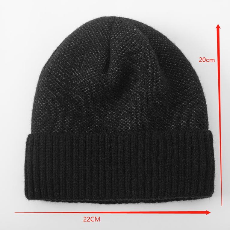 Fleece Lined Beanie Warm Winter Cap Unisex Knit Cuffed Skullies I&W Hatgear Classic Cuffless Beanie, Solid White Winter Knit  main image 4