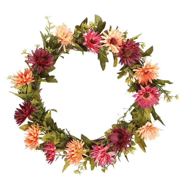 Naiovety Guirnalda de crisantemos artificiales para puerta delantera, decoración para el hogar, la puerta de la oficina, guirnalda de flores colgantes guirnaldas rosa roja y rosa Naiovety HA9041-02B