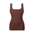 thumbnail image 5 of Stichou Women's Summer Square Neck Tank Tops Workout Cropped Ribbed Camisole Sleeveless Clothes Coffee L, 5 of 5